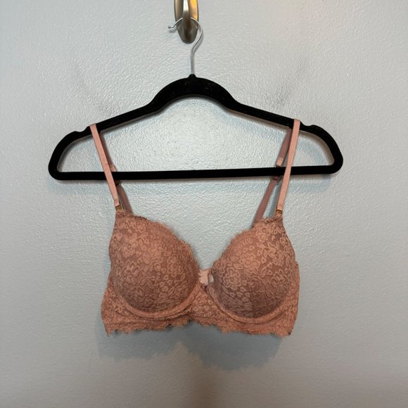 AERIE rose pink lace push up underwire bra size 34C - Picture 1 of 6
